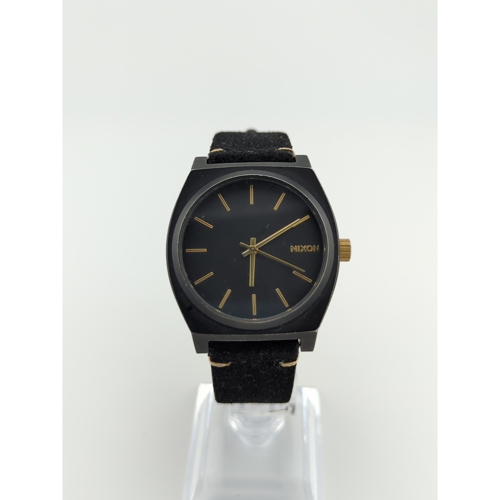 Nixon Minimal The Time Teller Watch 37mm Gold On Black - New Battery & Strap